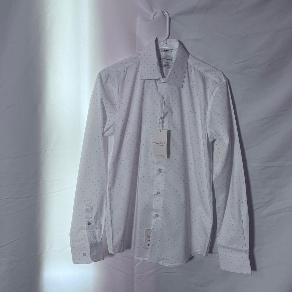 Lucky Brand White Patterned Dress Shirt